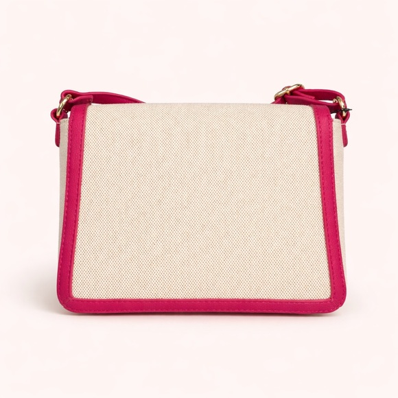 Tommy Hilfiger NWT Pink Trim Canvas Crossbody Bag Logo Purse - Picture 4 of 8